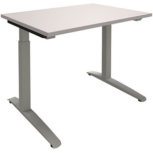4260267326145 - fm Sidney höhenverstellbarer Schreibtisch lichtgrau rechteckig C-Fuß-Gestell Quadratrohr silber 1000 x 800 cm 4260267326145 - fm Sidney höhenverstellbarer Schreibtisch lichtgrau rechteckig C-Fuß-Gestell Quadratrohr silber 1000 x 800 cm