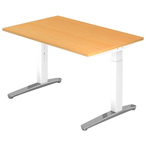 Hammerbacher Schreibtisch VXB, manuell höhenverstellbar, 85cm (H), 120x80cm (BxT), buche / weiß 4032062169193 Hammerbacher 2 Stück