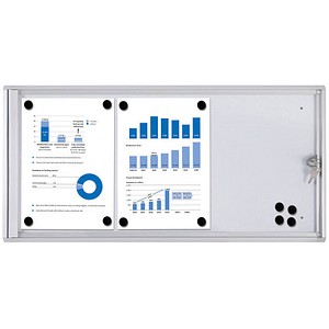 8595578358599 - Schaukasten XS 3 x A4 Metallrückwand weiß grau magnetisch 8595578358599 Showdown Displays