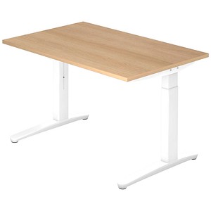 Hammerbacher Schreibtisch VXB, manuell höhenverstellbar, 85cm (H), 120x80cm (BxT), eiche / weiß 4032062169230 Hammerbacher 2 Stück