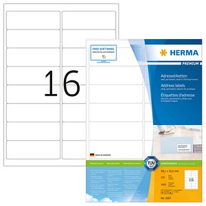 4008705042673 - HERMA Adressetiketten 7557 Weiß DIN A4 991 x 338 mm 100 Blatt à 16 Etiketten