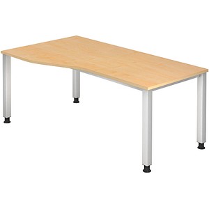 4032062004524 - HAMMERBACHER QS18 höhenverstellbarer Schreibtisch ahorn Trapezform 4-Fuß-Gestell silber 1800 x 800 1000 cm 4032062004524 - HAMMERBACHER QS18 höhenverstellbarer Schreibtisch ahorn Trapezform 4-Fuß-Gestell silber 1800 x 800 1000 cm