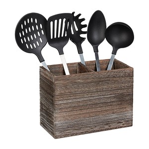 4052025255619 - Relaxdays - Utensilienhalter Küche 2 Fächer für Küchenhelfer & Besteck hbt 17x24x12cm Besteckkorb aus Holz dunkelbraun 4052025255619 - Relaxdays - Utensilienhalter Küche 2 Fächer für Küchenhelfer & Besteck hbt 17x24x12cm Besteckkorb aus Holz dunkelbraun