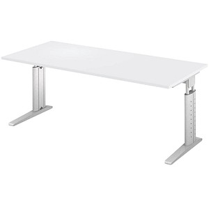 4032062140987 - HAMMERBACHER US19 höhenverstellbarer Schreibtisch lichtgrau rechteckig C-Fuß-Gestell silber 1800 x 800 cm