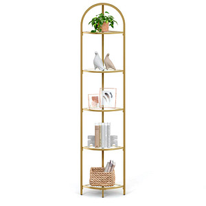 0194343032931 - Songmics - vasagle Eckregal mit 5 Etagen Bücherregal Standregal Metallgestell Ablagen aus Hartglas rostfrei Wohnzimmer Schlafzimmer Küche 0194343032931 - Songmics - vasagle Eckregal mit 5 Etagen Bücherregal Standregal Metallgestell Ablagen aus Hartglas rostfrei Wohnzimmer Schlafzimmer Küche