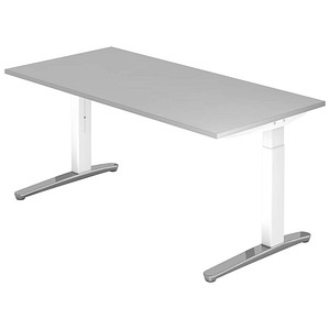Hammerbacher Schreibtisch VXB, manuell höhenverstellbar, 85cm (H), 160x80cm (BxT), grau / weiß 4032062169414 Hammerbacher 3 Stück