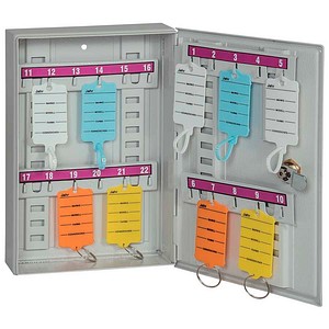 4052301125001 - Schlüsselkasten grau mit 22 Haken Zylinderschloss