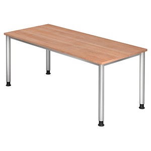 4032062139394 - Schreibtisch Ergonomic Plus H VHS19 N S nuss rechteckig 180x80 cm (BxT) manuell höhenverstellbar 4032062139394 Hammerbacher