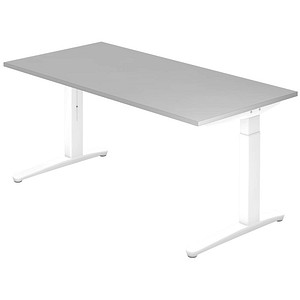 Hammerbacher Schreibtisch VXB, manuell höhenverstellbar, 85cm (H), 160x80cm (BxT), grau / weiß 4032062169421 Hammerbacher 3 Stück