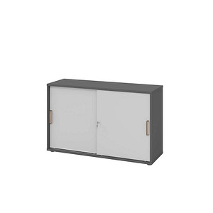 Hammerbacher Schiebetürenschrank V1752/V1753 V1752S/G/5/SG, abschließbar, 2 OH, graphit/grau, 120x74,8x40cm (BxHxT) 4032062309889 Hammerbache