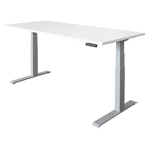 HAMMERBACHER XDKB19 elektrisch höhenverstellbarer Schreibtisch weiß rechteckig, C-Fuß-Gestell silber 180,0 x 80,0 cm