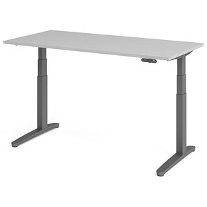 4032062171677 - HAMMERBACHER XBHM16 elektrisch höhenverstellbarer Schreibtisch lichtgrau rechteckig C-Fuß-Gestell grau 1600 x 800 cm