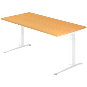 Hammerbacher Schreibtisch VXB, manuell höhenverstellbar, 85cm (H), 160x80cm (BxT), buche / weiß 4032062169452 Hammerbacher 3 Stück