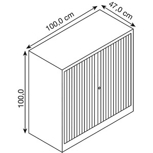 5020073792010 - BISLEY Rollladenschrank ESSENTIALS HxBxT 1000 x 1000 x 470 mm 1 Fachboden anthrazitgrau