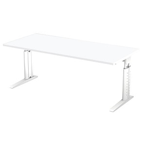 4032062141052 - HAMMERBACHER US19 höhenverstellbarer Schreibtisch weiß rechteckig C-Fuß-Gestell weiß 1800 x 800 cm