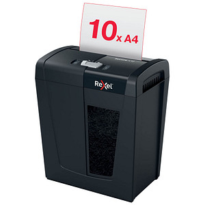 Rexel Secure X10 Aktenvernichter mit Partikelschnitt P-4, 4 x 40 mm, bis 10 Blatt, schwarz