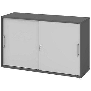 Hammerbacher Schiebetürenschrank V1752/V1753 V1752S/G/5/RE, abschließbar, 2 OH, graphit/grau, 120x74,8x40cm (BxHxT) 4032062309872 Hammerbache