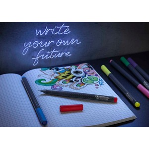 4005401516040 - Fineliner FABER-CASTELL Grip Strichbreite 04 mm ergonomische Griffzone für Rechts- & Linkshänder auswaschbar farbsortiert 5 Stück in Kartonetui