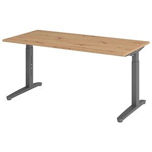 4032062191408 - eurokraft pro ANNY - Schreibtisch mit C-Fußgestell höhenverstellbar 650 - 850 mm Breite 1600 mm Asteiche   graphit