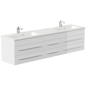 POSSEIK Waschbecken mit Unterschrank GEANT 200 weiß glanz 200,0 x 49,6 x 44,0 cm