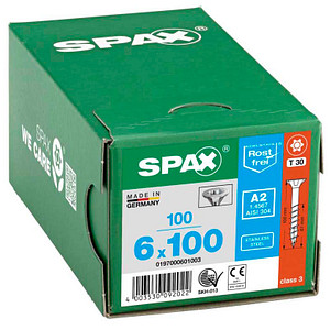 SPAX® Universalschrauben T30 Senkkopf Edelstahl A2 6 mm x 100mm, 100 St.