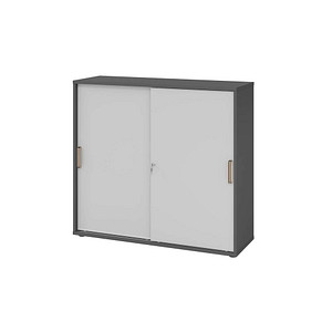 Hammerbacher Schiebetürenschrank V1752/V1753 V1753S/G/5/SG, abschließbar, 3 OH, graphit/grau, 120x110x40cm (BxHxT) 4032062309933 Hammerbacher