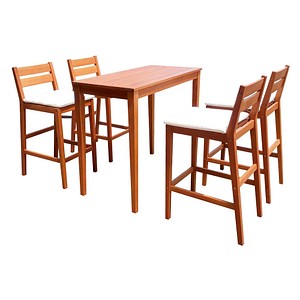 Garden Pleasure Bartisch-Set MAINE beige, natur Holz, 5-teilig