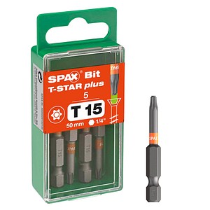 4003530192869 - Spax - Bit-Einsatz T-Star 1 4sechskant T15 50 mm Zapfenführung Inhalt 5 Stück