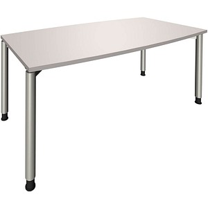 4260267321799 - fm Konferenztisch fastline lichtgrau Tonnenform 4-Fuß-Gestell silber 1800 x 800 900 x 680 - 820 cm