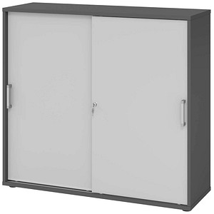 Hammerbacher Schiebetürenschrank V1752/V1753 V1753S/G/5/CE, abschließbar, 3 OH, graphit/grau, 120x110x40cm (BxHxT) 4032062309919 Hammerbacher