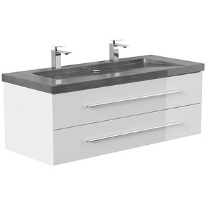 4251982676974 - POSSEIK Waschbecken mit Unterschrank YAMO 130 weiß glanz 1300 x 450 x 500 cm