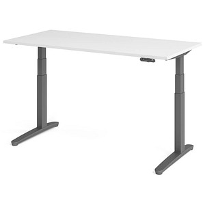 4032062171752 - HAMMERBACHER XBHM16 elektrisch höhenverstellbarer Schreibtisch weiß rechteckig C-Fuß-Gestell grau 1600 x 800 cm