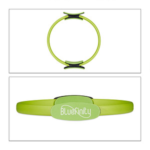 4052025325817 - Bluefinity Pilates Ring mit Übungen Doppelgriff gepolstert Widerstandsring Yoga Fiberglas Fitness Ring Ø 37cm grün