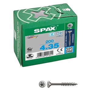 4003530091841 - Edelstahlschraube 4 x 35 mm 200 Stück Teilgewinde Senkkopf t-star plus T20 4CUT - 0197000400353 - Spax 4003530091841 - Edelstahlschraube 4 x 35 mm 200 Stück Teilgewinde Senkkopf t-star plus T20 4CUT - 0197000400353 - Spax