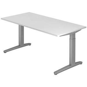 Hammerbacher Schreibtisch VXB, manuell höhenverstellbar, 85cm (H), 160x80cm (BxT), weiß / silber 4032062169520 Hammerbacher 3 Stück