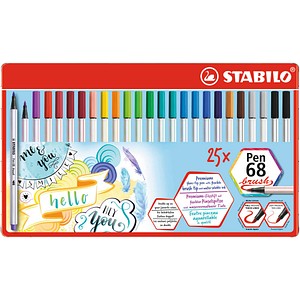 STABILO Pen 68 brush Brush-Pens farbsortiert, 25 St.