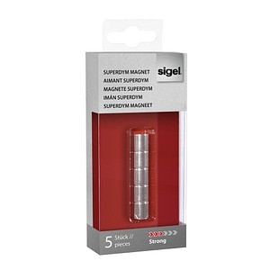 5 SIGEL Strong Magnete silber Ø 1,0 x 1,0 cm