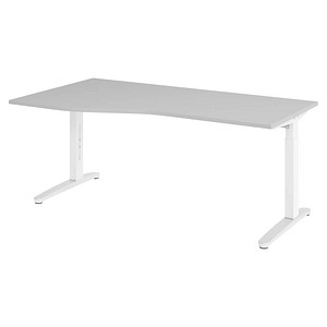 Hammerbacher Schreibtisch VXB, manuell höhenverstellbar, 85cm (H), 180x100cm (BxT), grau / weiß 4032062326008 Hammerbacher 4 Stück