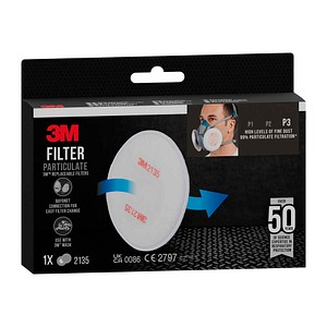 3M Filter für Atemschutzmasken 2135 P3 EN 143:2021, 1 Paar