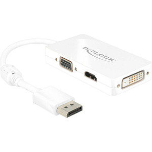 4043619626557 - 62655 DisplayPort   VGA   HDMI   DVI Adapter [1x DisplayPort Stecker - 1x VGA-Buchse HDMI-Buchse DVI-Buchse 24+1pol] Weiß mit Ferritkern 1600 cm