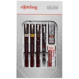 3501170699386 - rOtring Isograph Fineliner College Set | 3 Isograph Tuschefüller (025 mm 035 mm und 050 mm) Tikky Druckbleistift (05mm) und Zubehör