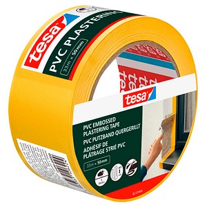 4063565106224 - Putzband pvc mit prägung - putzklebeband mit hochwertigem pvc-trägermaterial von hand EINREIßBAR - zum schutz beim verputz - Tesa