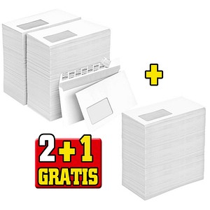 2 + 1 GRATIS: office discount Briefumschläge DIN lang mit Fenster weiß haftklebend 2x 500 St. + GRATIS 1x 500 St.