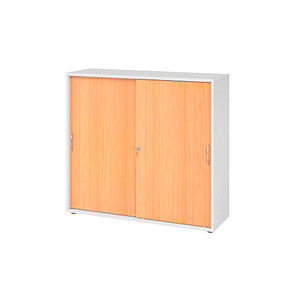 Hammerbacher Schiebetürenschrank V1752/V1753 V1753S/W/6/BM, abschließbar, 3 OH, weiß/buche, 120x110x40cm (BxHxT) 4032062318935 Hammerbacher