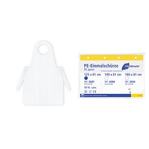 4250016402350 - Meditrade PE-Einmalschürze weiß geblockt Einmalkittel aus LDPE für pflegerische Tätigkeiten 1 Karton = 10 Packungen à 50 Stück Maße (L x B) 125 x 81 cm 4250016402350 - Meditrade PE-Einmalschürze weiß geblockt Einmalkittel aus LDPE für pflegerische Tätigkeiten 1 Karton = 10 Packungen à 50 Stück Maße (L x B) 125 x 81 cm