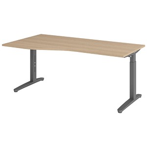 Hammerbacher Schreibtisch VXB, manuell höhenverstellbar, 85cm (H), 180x100cm (BxT), eiche / graphit 4032062325889 Hammerbacher 4 Stück