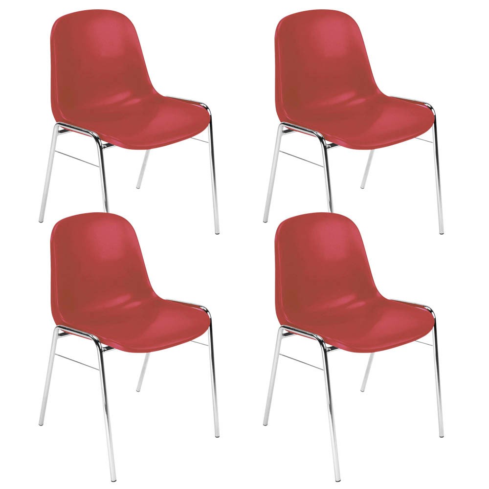 4 NOWY STYL Beta Besucherstühle rot günstig online kaufen Nowy-Styl Beta chrom Besucherstuhl 4 Stück, Kunststoff schwarz, Vierfußstuhl stapelbar