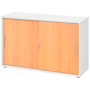 Hammerbacher Schiebetürenschrank V1752/V1753 V1752S/W/6/RE, abschließbar, 2 OH, weiß/buche, 120x74,8x40cm (BxHxT) 4032062318911 Hammerbacher