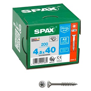 4003530091889 - Spax - Edelstahlschraube 45 x 40 mm 200 Stück Teilgewinde Senkkopf t-star plus T20 4CUT - 0197000450403
