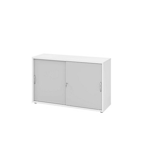 Hammerbacher Schiebetürenschrank V1752/V1753 V1752S/W/5/BM, abschließbar, 2 OH, weiß/grau, 120x74,8x40cm (BxHxT) 4032062318980 Hammerbacher